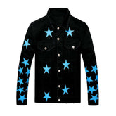 Blaue Jeansjacke mit Sternstickerei